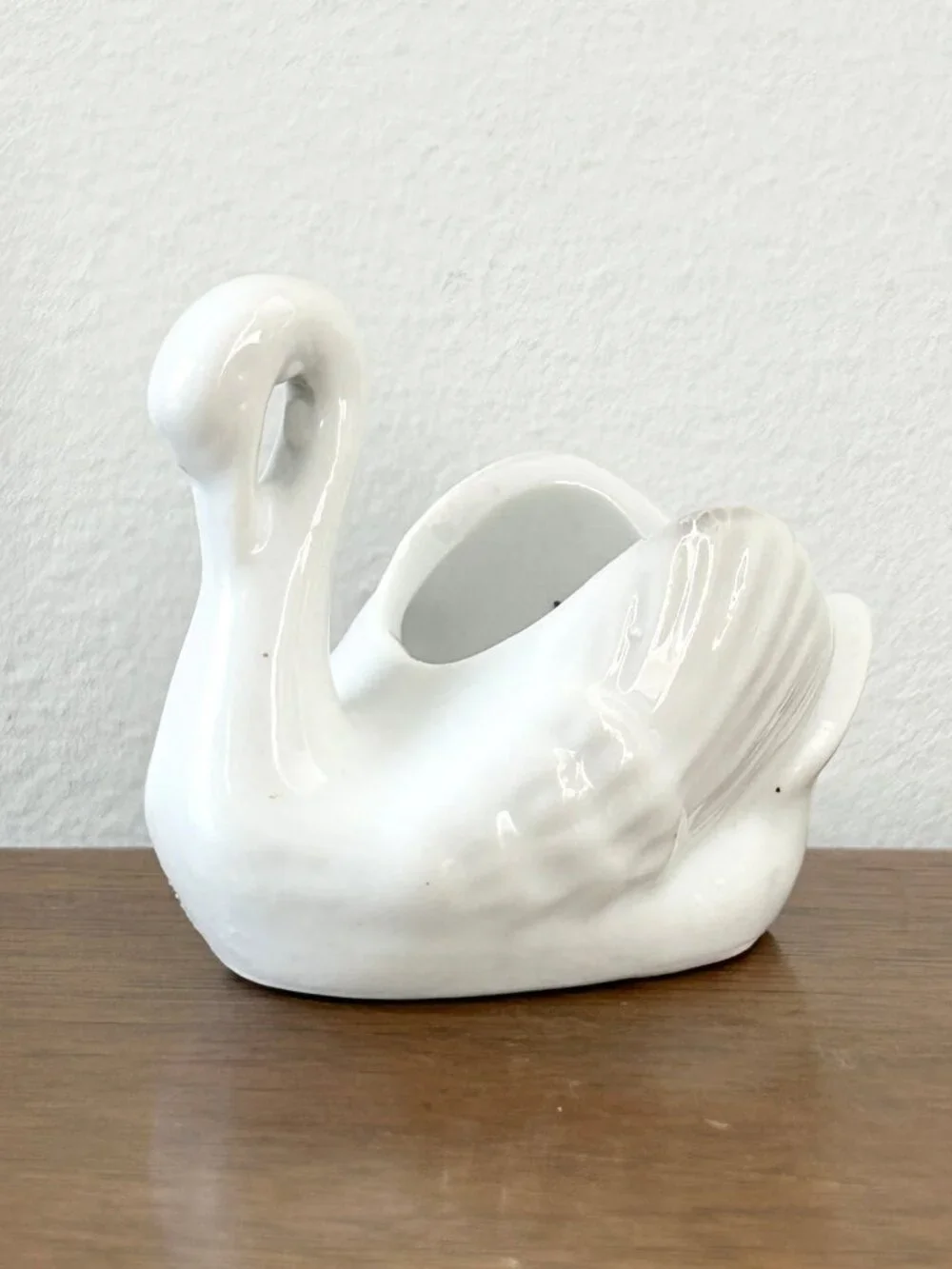 Vintage Swan Trinket Dish Ring Holder Small White Ceramic Bird Elegant Wedding